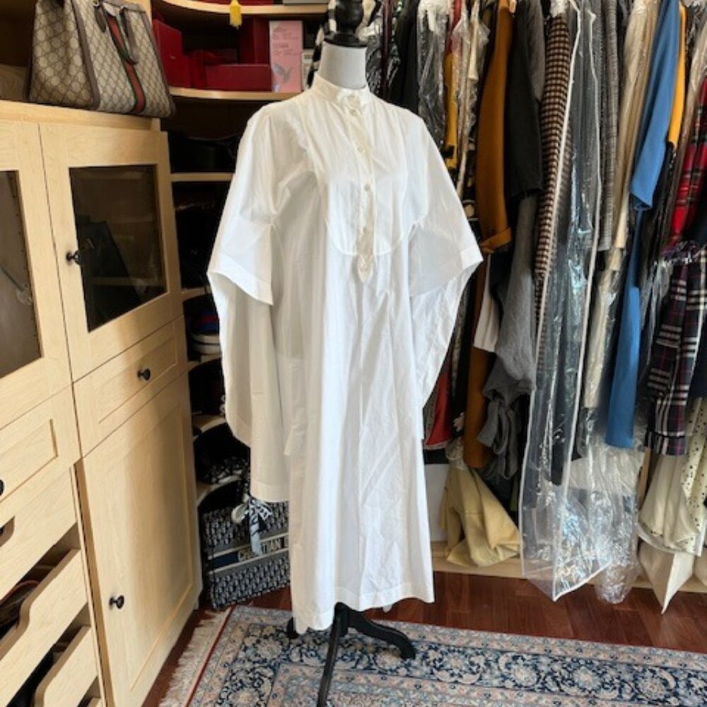 Lanvin Mock Neck Long White Dress Size 42
